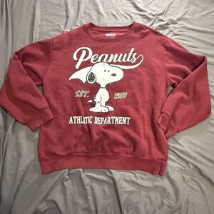 Peanuts Sweatshirt Unisex Kids XL 16/18 Red Snoopy Athletic Crew Neck Graphic